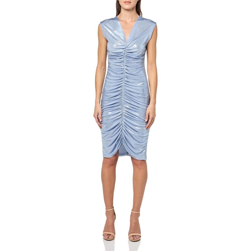 Norma Kamali Ruched Shirred Dress Misty Blue ( M/38 )